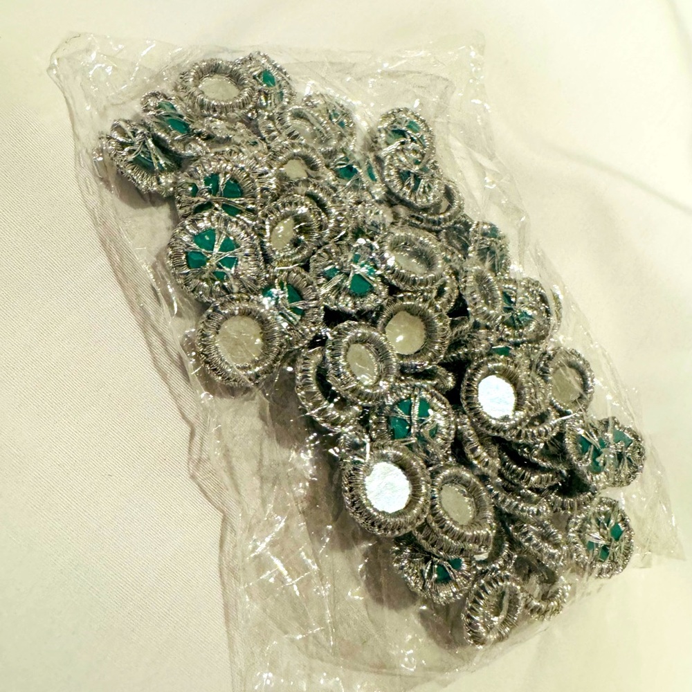 Round Silver Embellishment with Mirror – Perfect for Clothing
